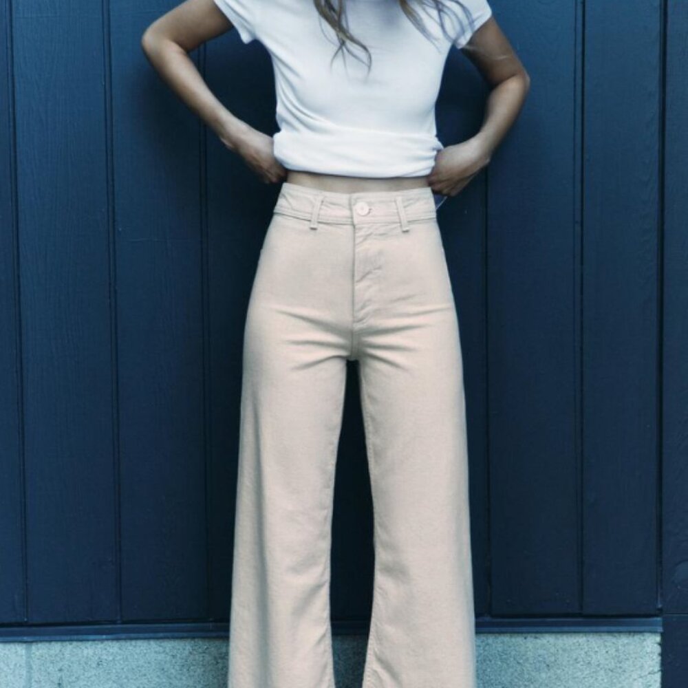 ZARA COLLECTION HIGH WAIST MARINE STRAIGHT JEAN